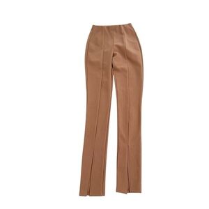 Zara tan high waisted split hem legging pants pull on stretchy size small